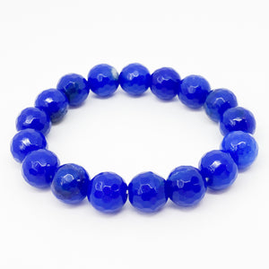 Round Faceted Blue Onyx Bracelet