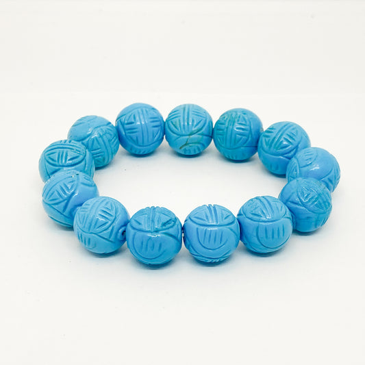 Carved Blue Howlite Bracelet